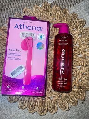 Athena Super Pink Razor Kit & Shave Oil - Pink